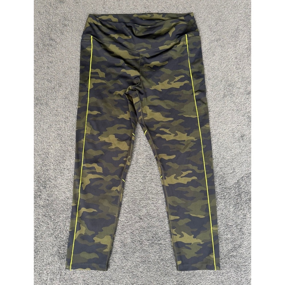 Pink Active Victorias‎ Secret Camo Leggings XL Green Neon Yellow High Rise Yoga